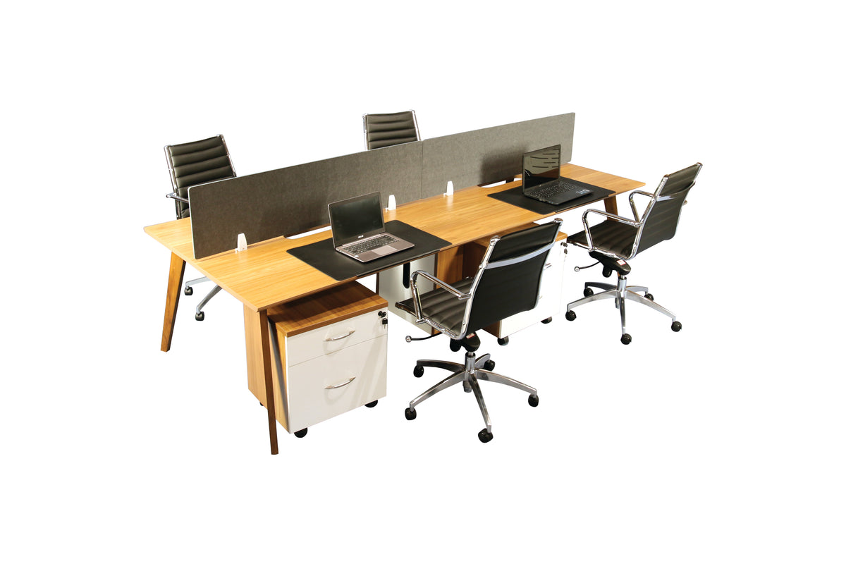Arbor 4 Person WorkStation American Walnut with Solid Timber Legs
