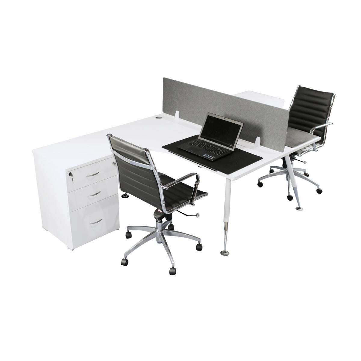 Fleet 2 person back to back corner workstation