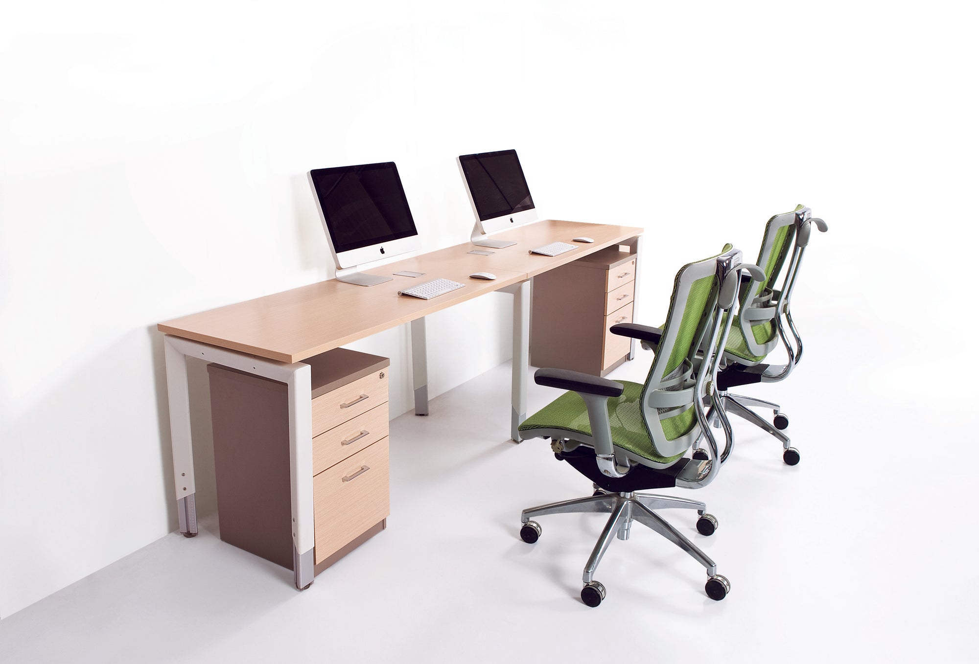 Oblique 2 Person Straight Desk Soft Maple