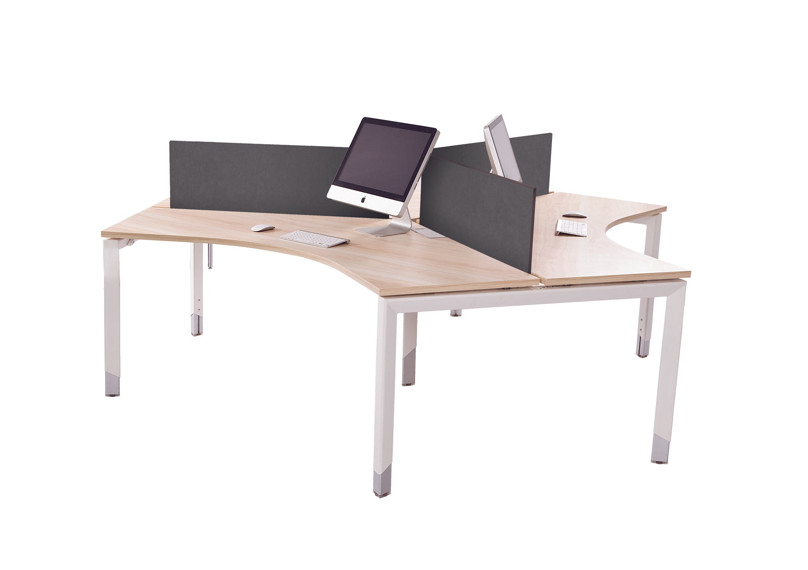 Oblique 3 Person Workstation Pod Soft Maple