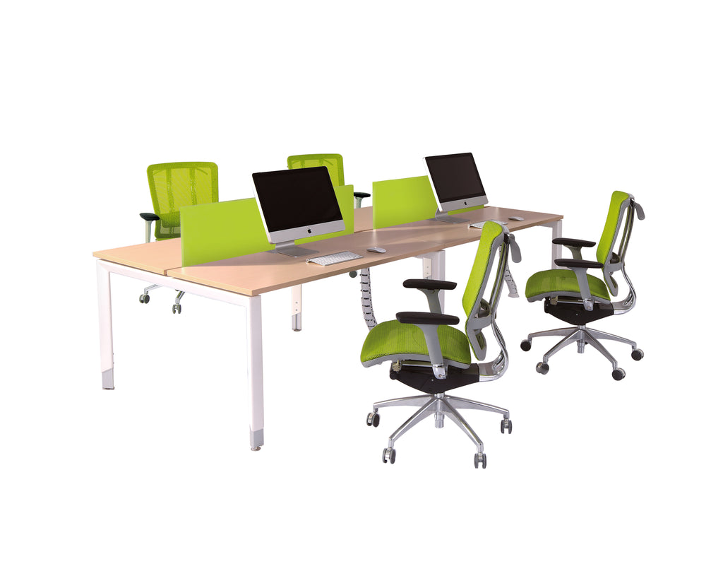 Oblique 4 Person Back to Back Desk Soft Maple - Sylex Ergonomics