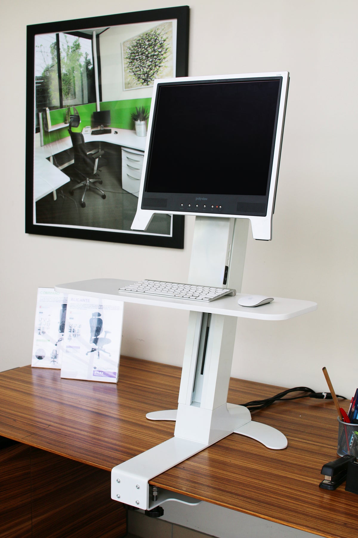 Powerlator Electric Sit Stand Desk Clamp-White