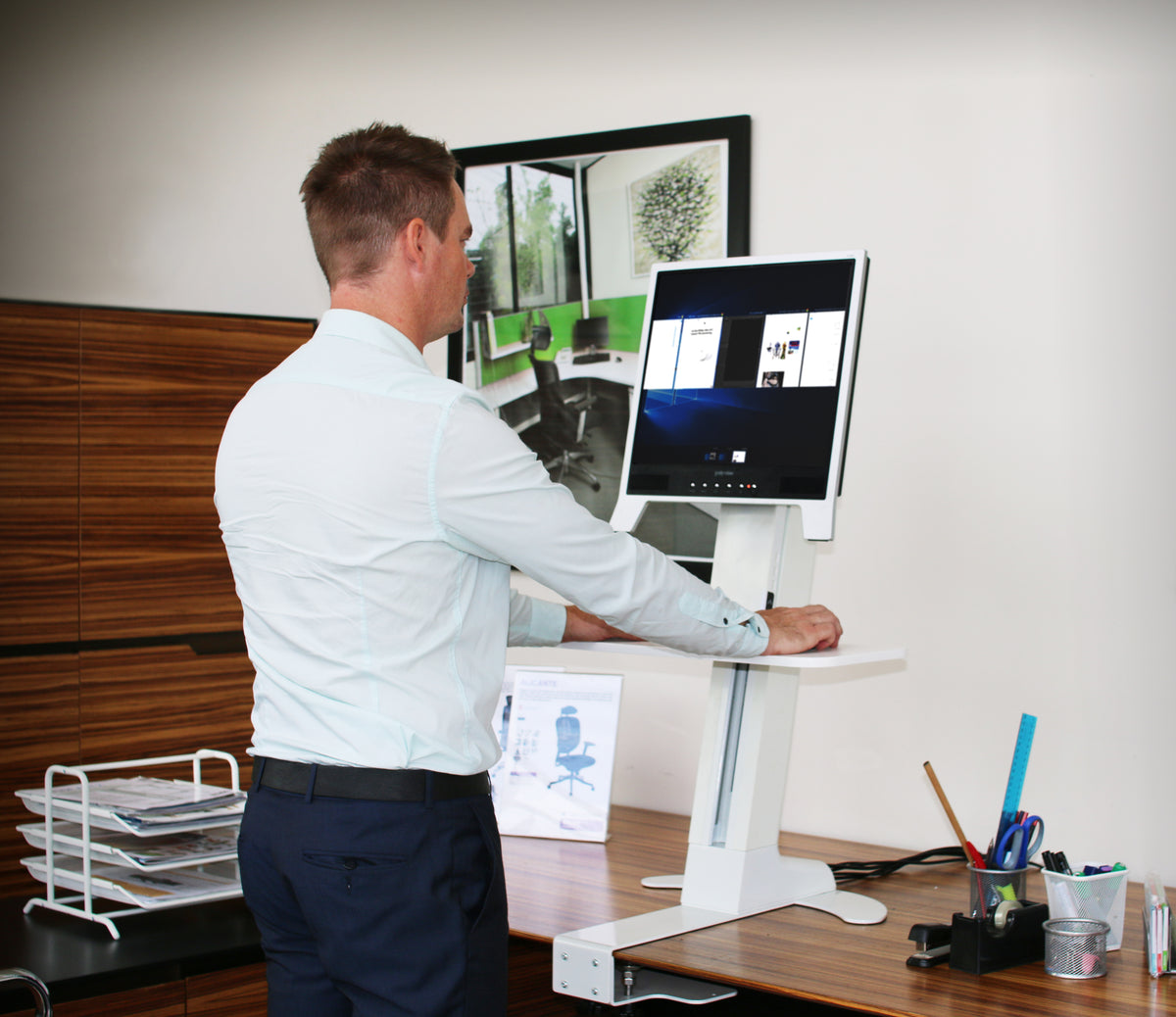 Powerlator Electric Sit Stand Desk Clamp-White